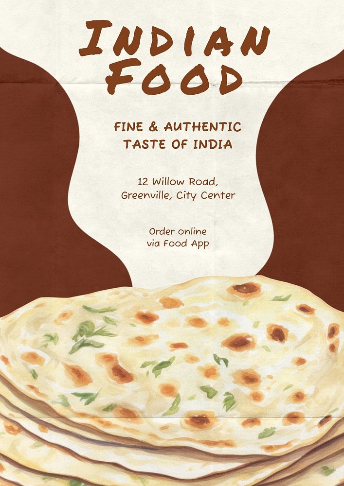 Indian food poster template, editable text and design