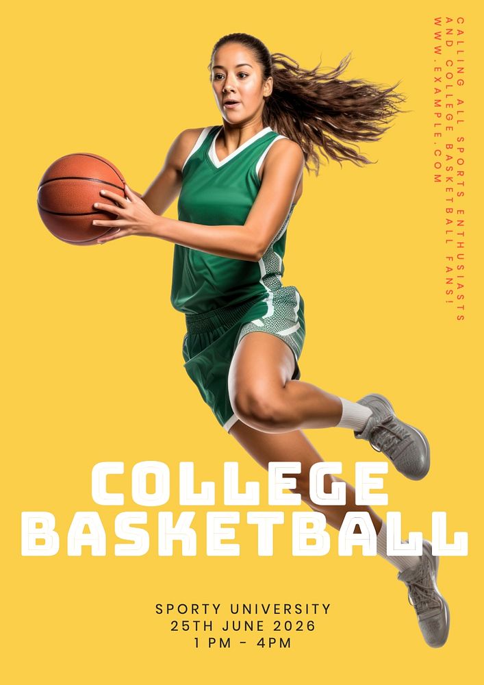 College basketball poster template, editable text and design