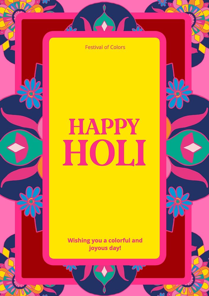 Happy holi poster template, editable text and design