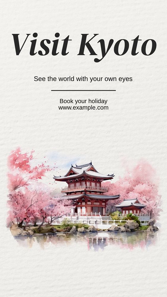 Visit Kyoto Instagram story template, editable text