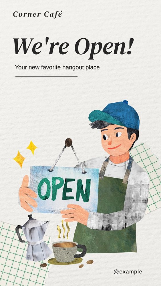 We're open Instagram story template, editable text