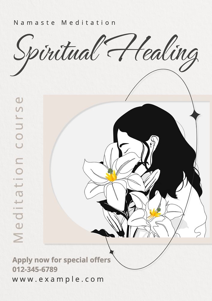 Spiritual healing  poster template, editable text and design