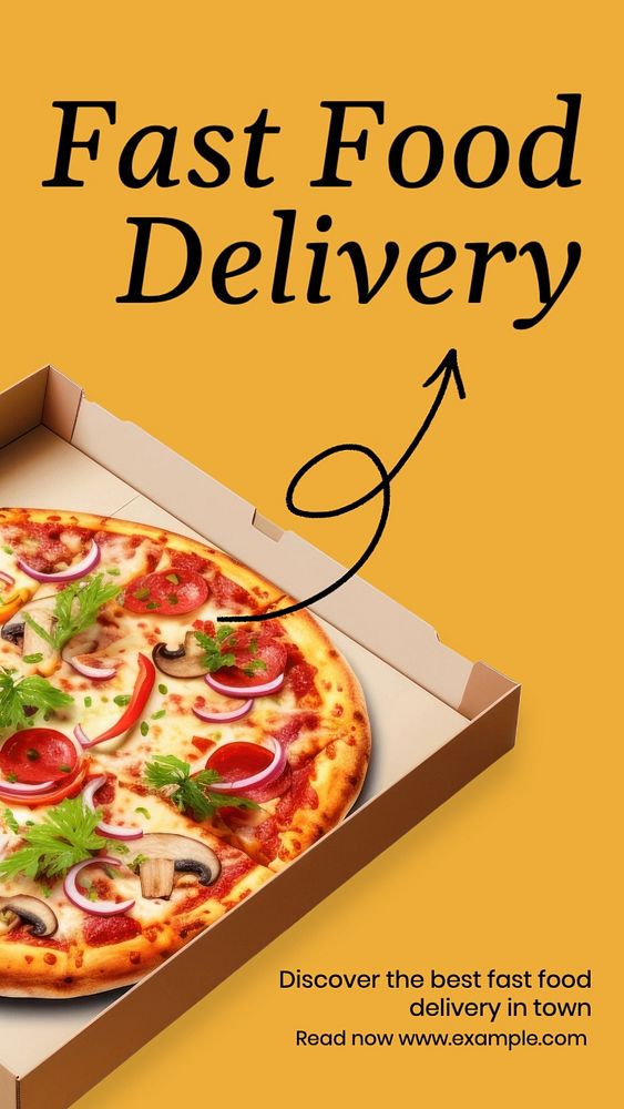 Fast food delivery Instagram story template, editable text