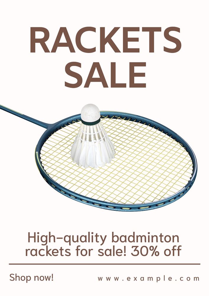 Racket sale poster template, editable text and design