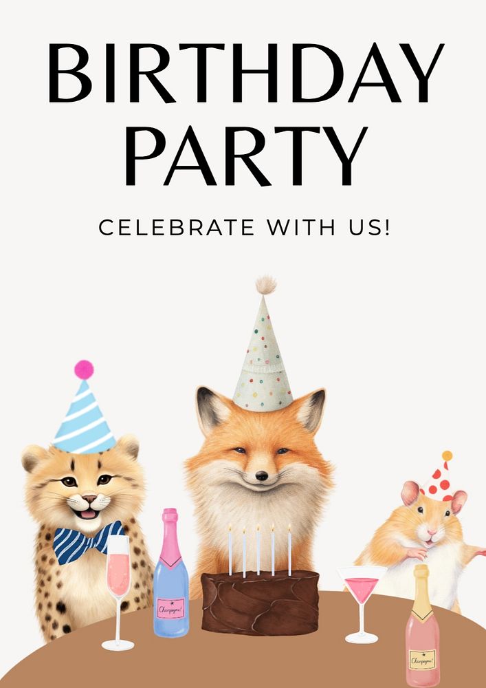 Birthday party poster template, editable text and design