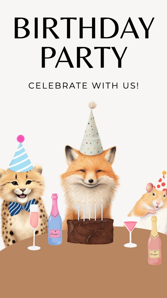 Birthday party Instagram story template, editable text