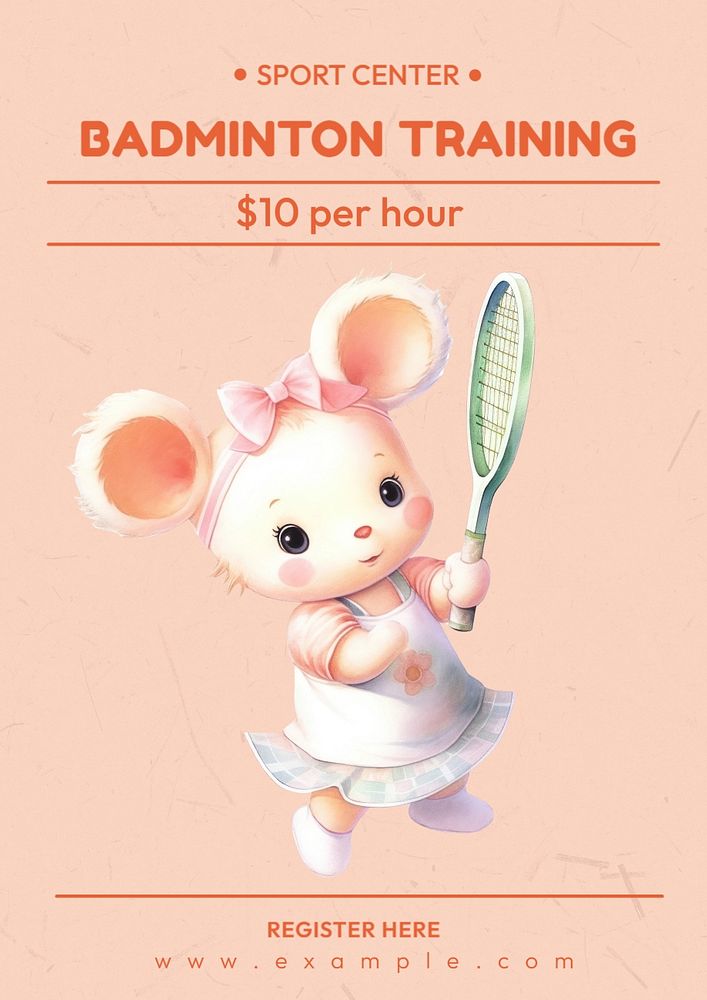 Badminton training poster template, editable text and design