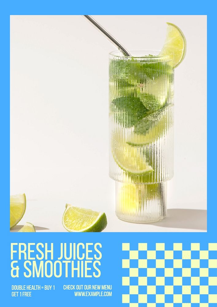 Juice cafe  poster template, editable text and design