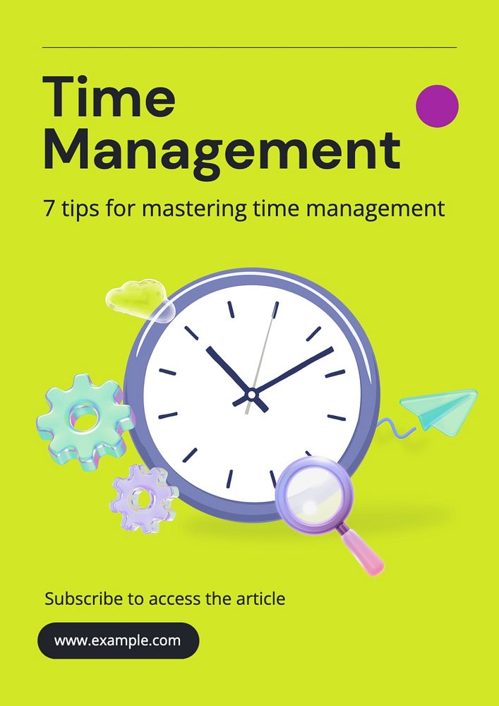 Time management poster template, editable text and design