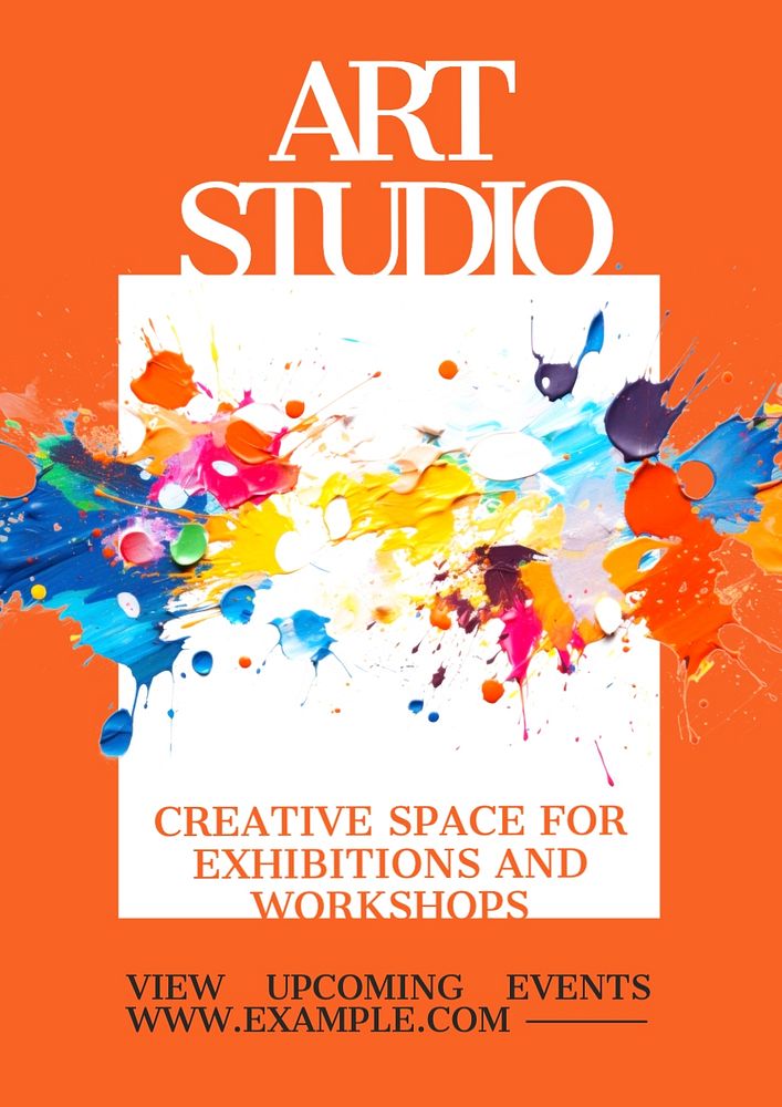 Art studio poster template, editable text and design