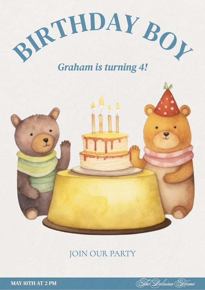 Birthday boy poster template, editable text and design