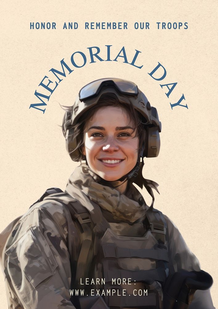 Memorial day poster template, editable text and design