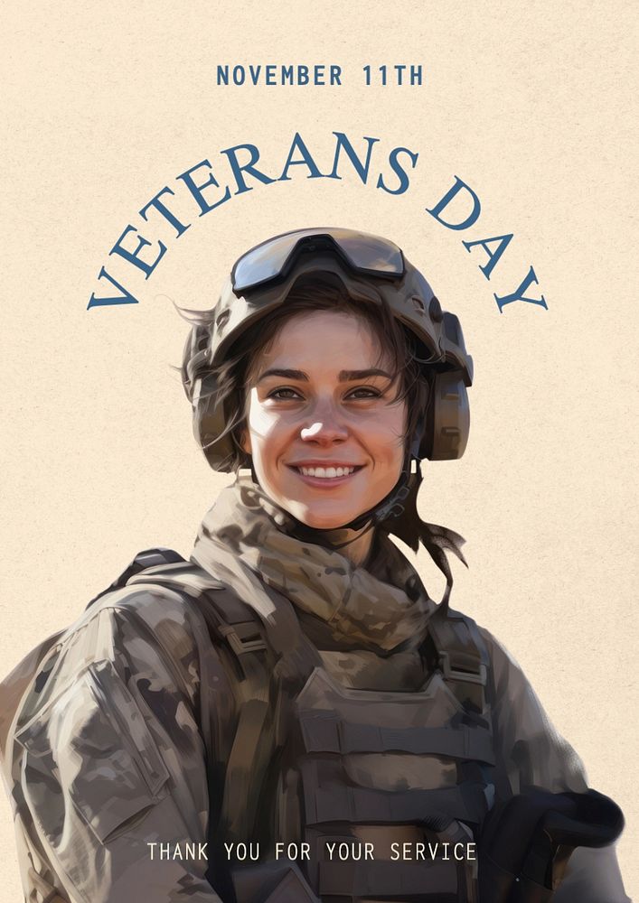 Veterans day, USA poster template, editable text and design