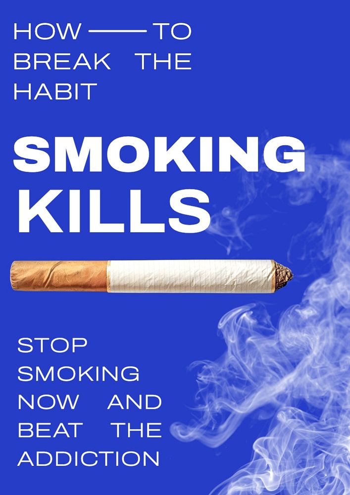 Smoking kills poster template, editable text and design