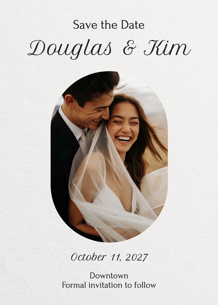 Save the date wedding invitation template, editable text and design