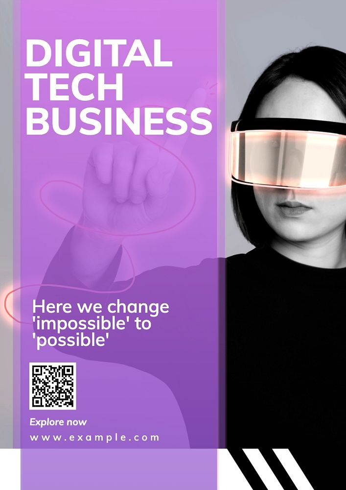 Digital tech business poster template, editable text and design