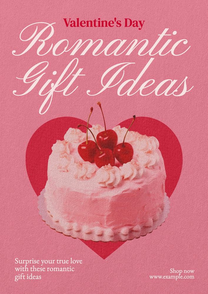 Romantic gift ideas poster template, editable text and design