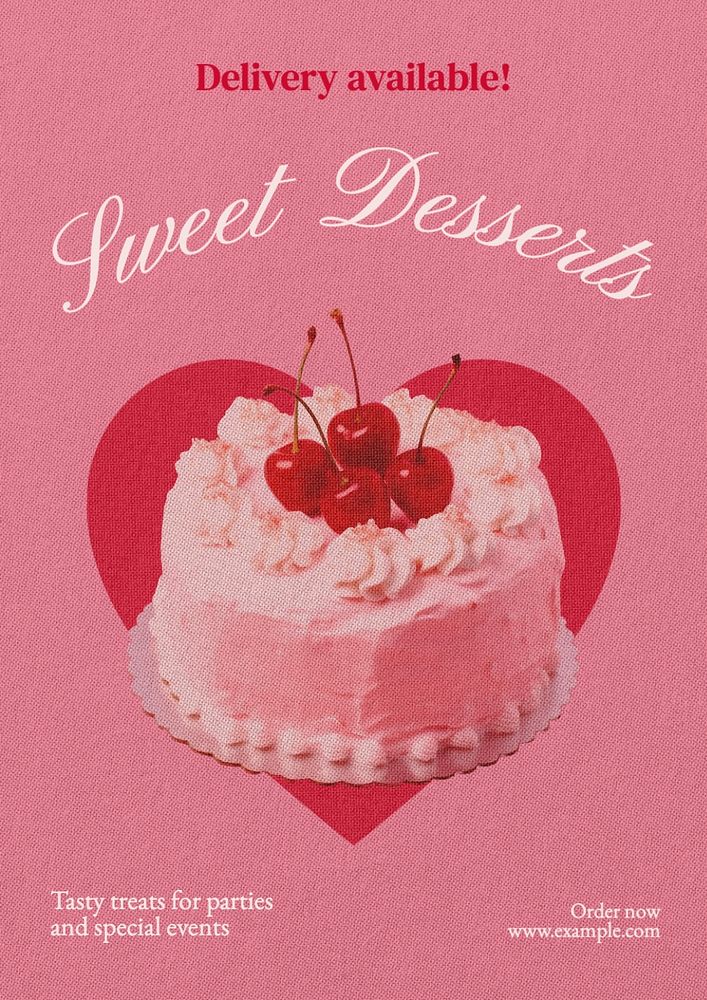 Sweet desserts poster template, editable text and design