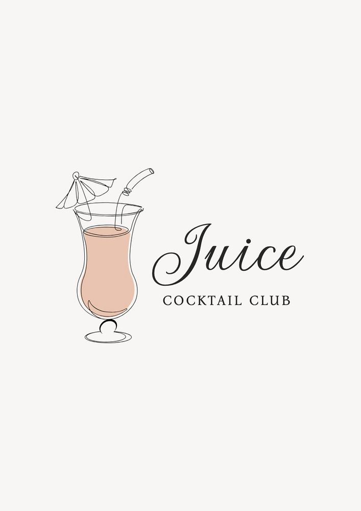 Cocktail club logo template, editable business branding text and design