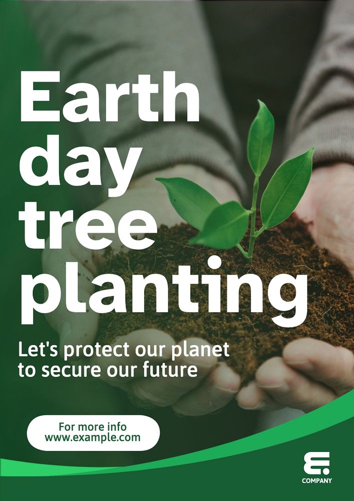 Earth day & tree poster template, editable text and design