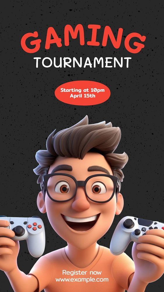 Tournament Instagram story template, editable text