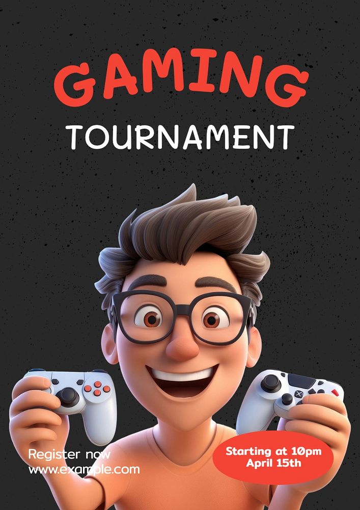 Tournament poster template, editable text and design