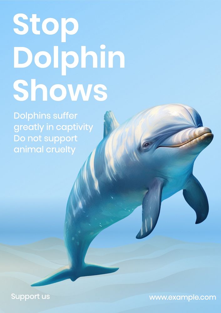 Stop dolphin show poster template, editable text and design