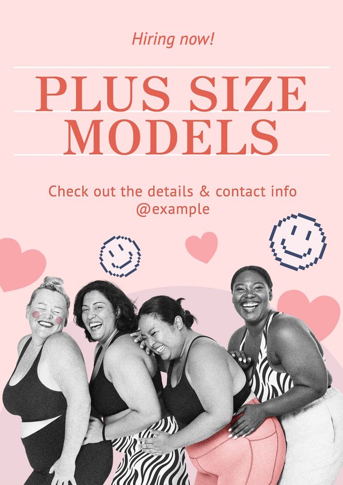 Plus size model poster template, editable text and design