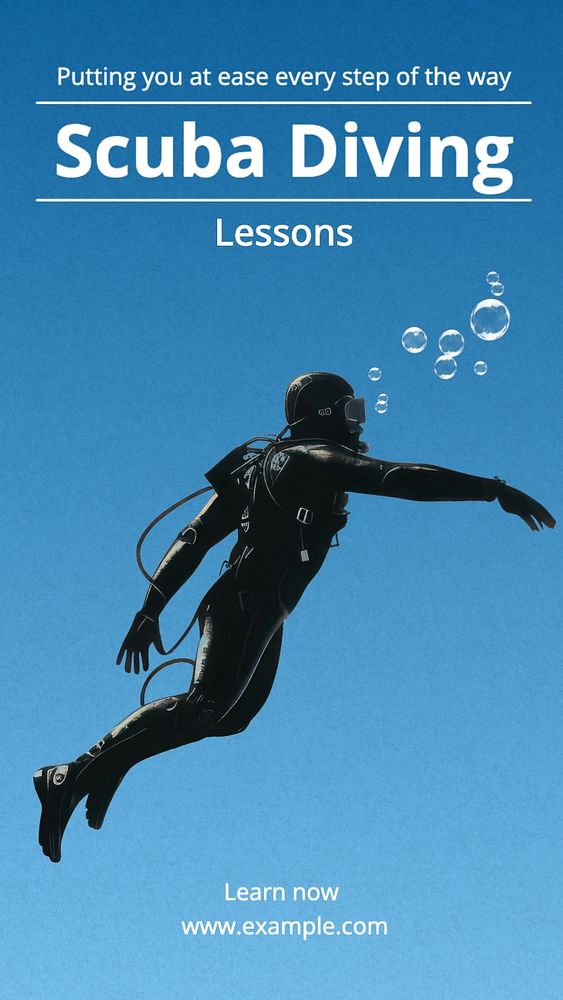 Scuba diving lessons Instagram story template, editable text