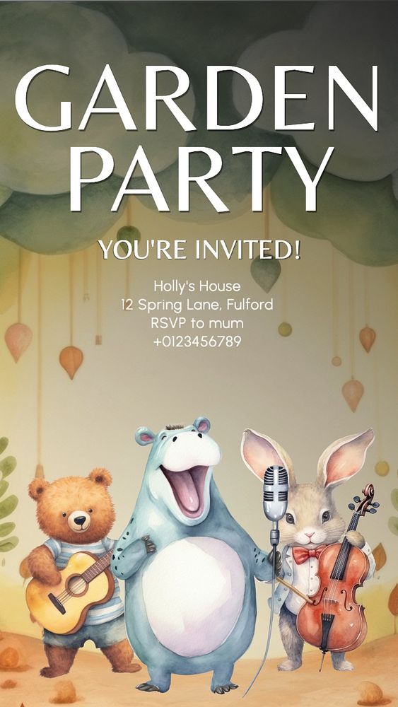 Garden party Instagram story template, editable text