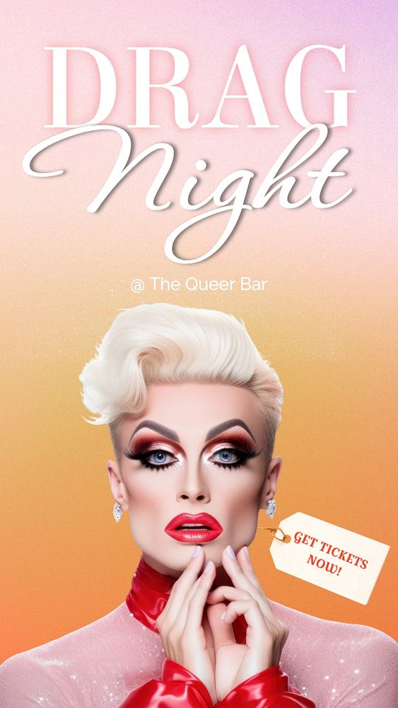 Drag night Instagram story template, editable text