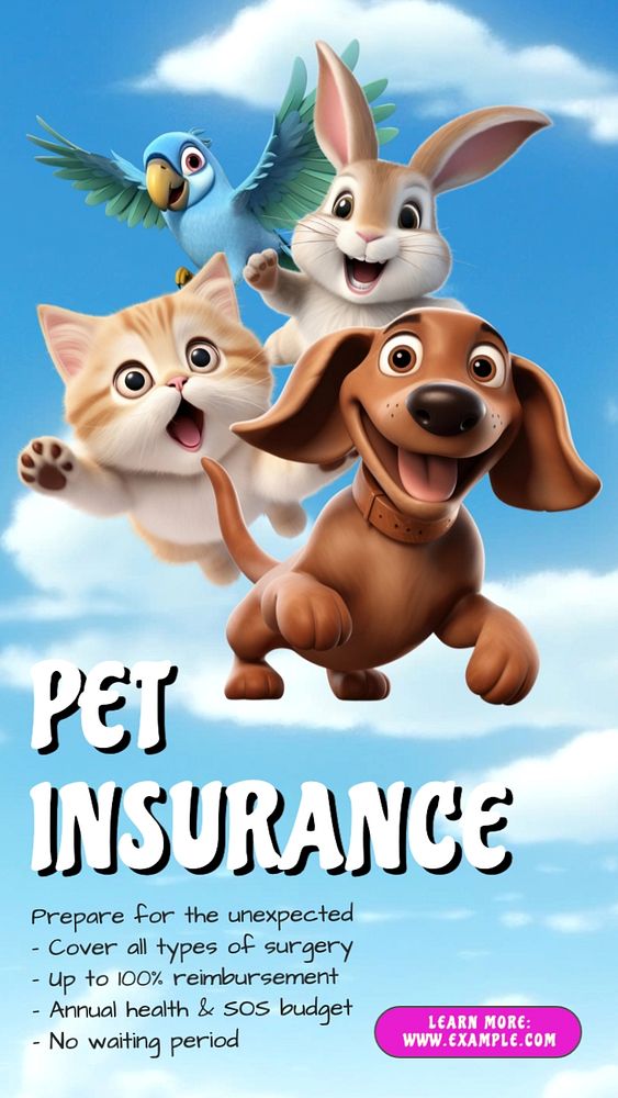 Pet insurance Instagram story template, editable text