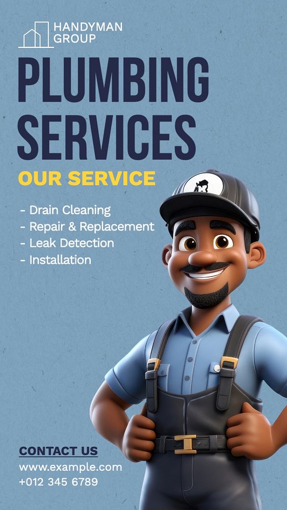 Plumbing services Instagram story template, editable text