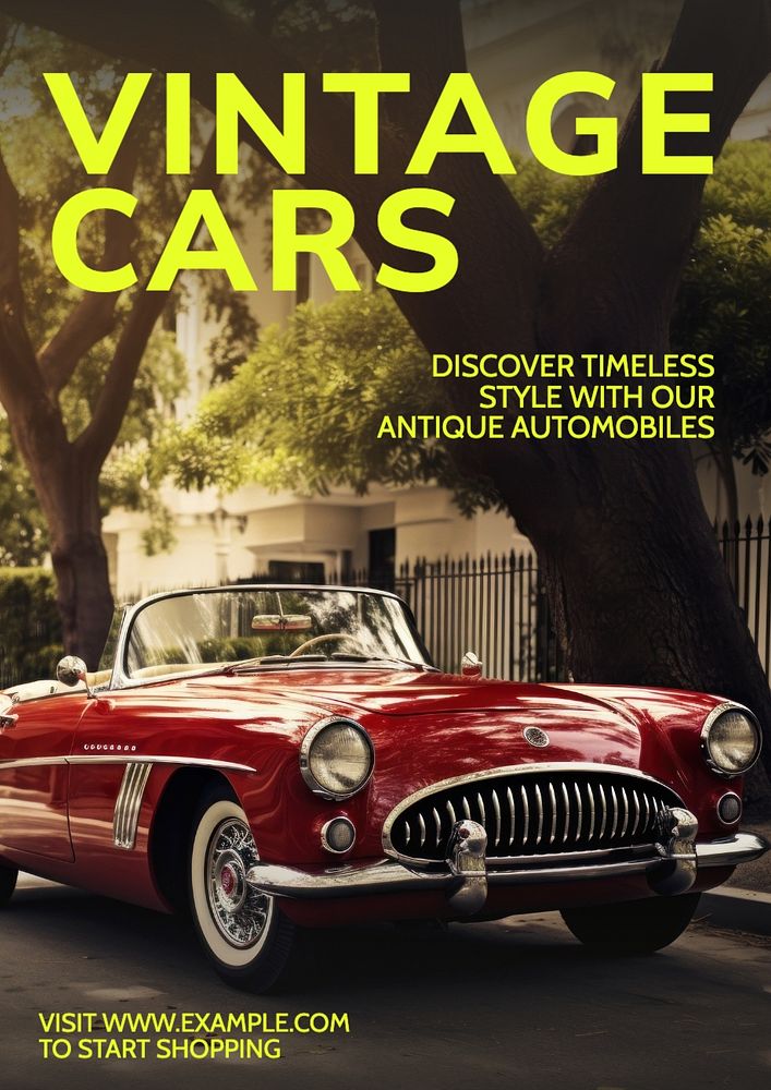 Vintage cars poster template, editable text and design