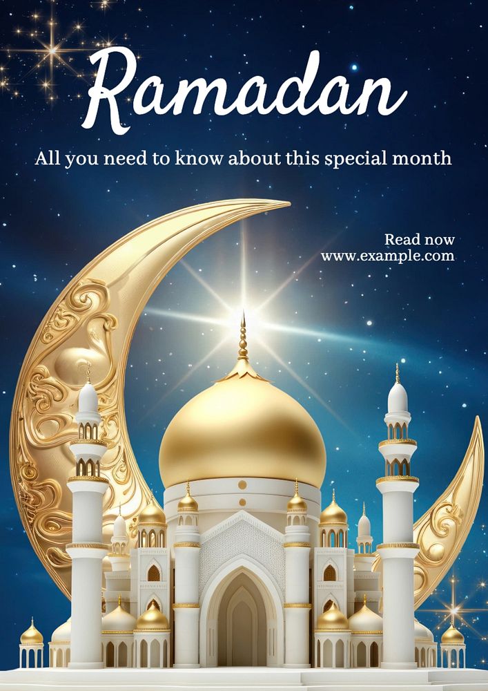 Ramadan poster template, editable text and design