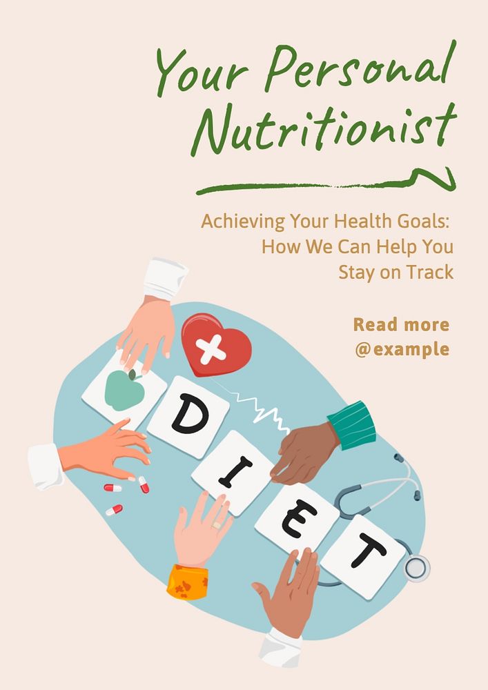 Nutritionist poster template, editable text and design