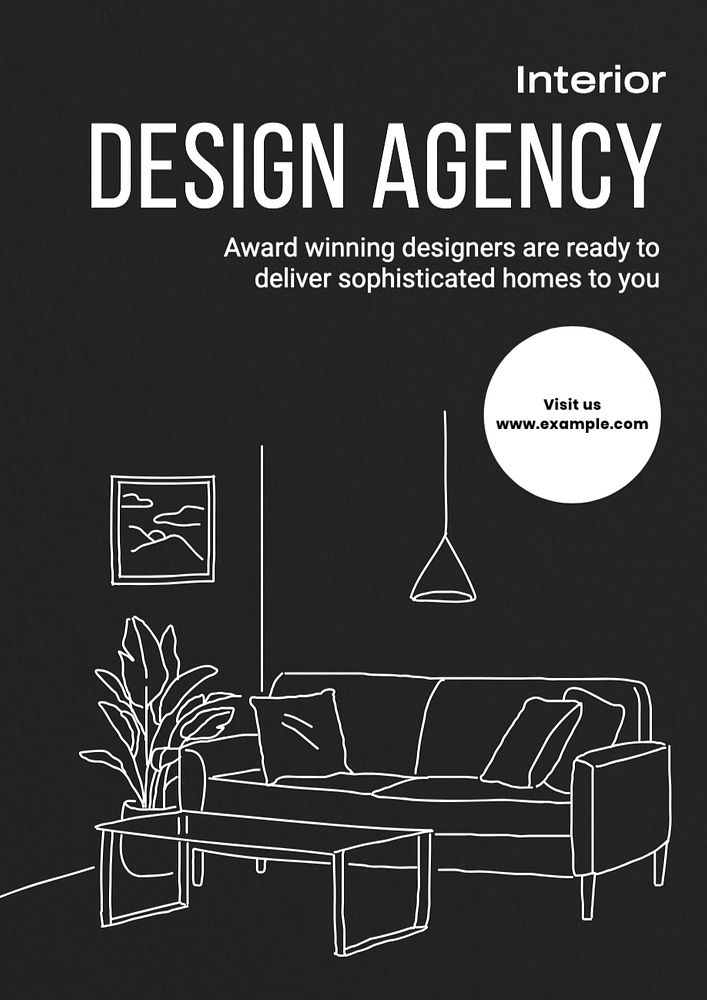 Interior design agency poster template, editable text and design