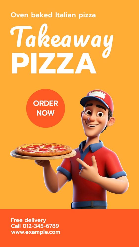 Takeaway pizza Instagram story template, editable text