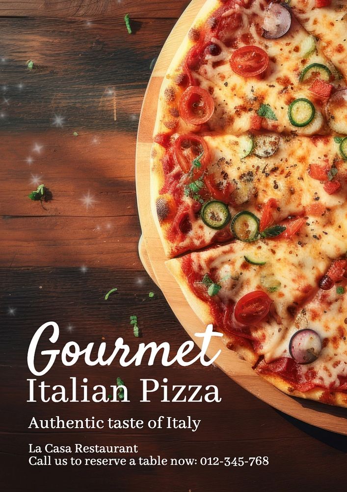 Gourmet Italian pizza poster template, editable text and design