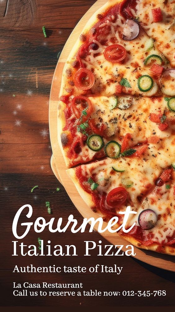 Gourmet Italian pizza Instagram story template, editable text