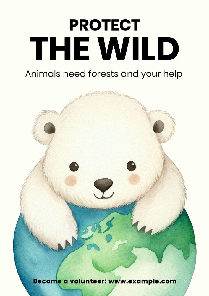 Protect the wild poster template, editable text and design