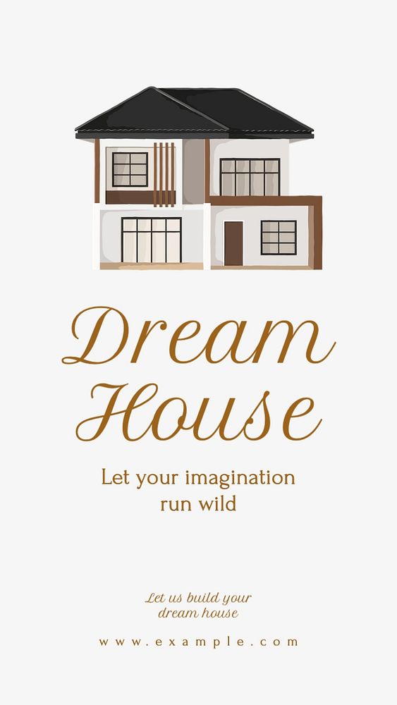 Dream house Instagram story template, editable text