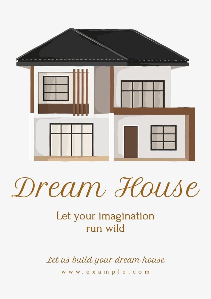 Dream house poster template, editable text and design