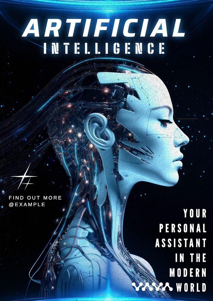 Artificial intelligence poster template, editable text and design