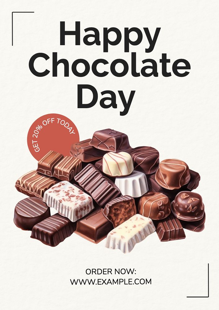 Happy Chocolate Day poster template, editable text and design