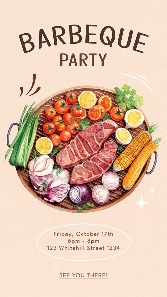 Barbeque party Instagram story template, editable text