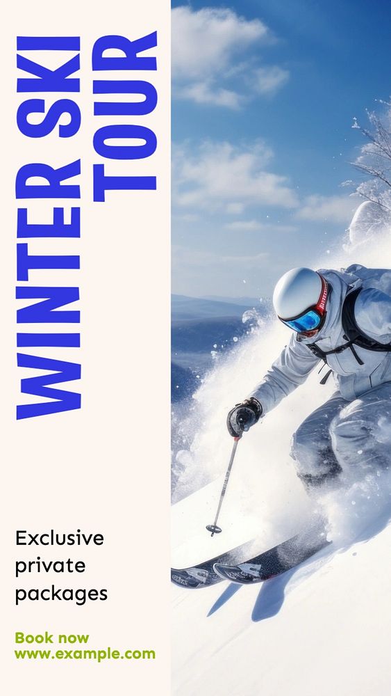 Winter ski tour Instagram story template, editable text