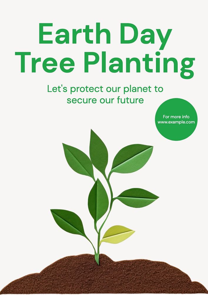 Earth day & tree poster template, editable text and design