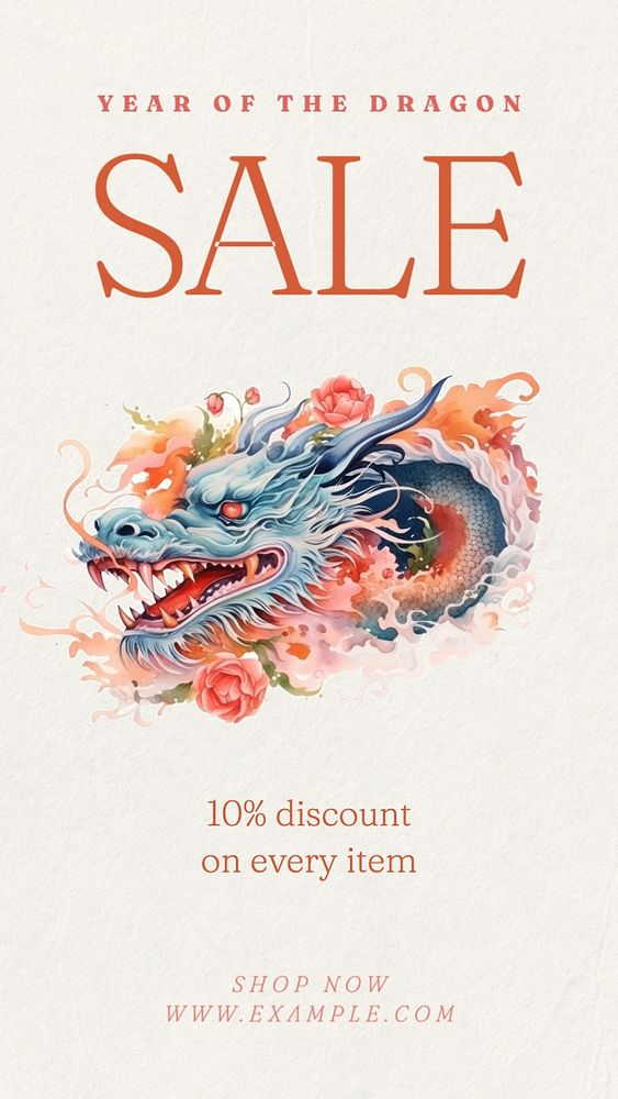 Chinese New Year sale Instagram story template, editable text