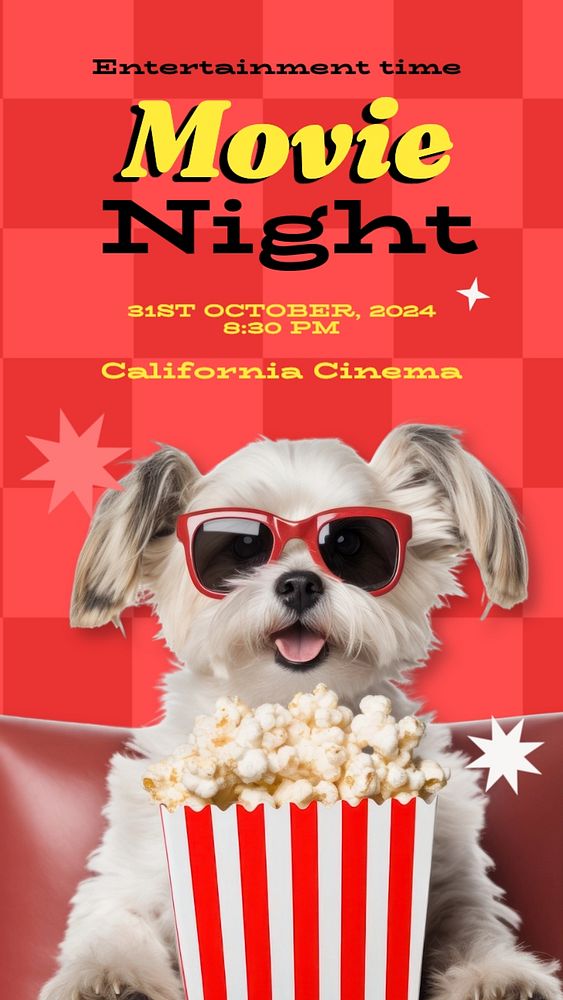 Movie night Instagram story template, editable text